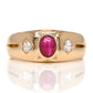 Installment 2/3 - Old mine cut diamond and ruby cabochon band ring