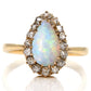 Opal pear and 0.32ct old mine cut diamond ring