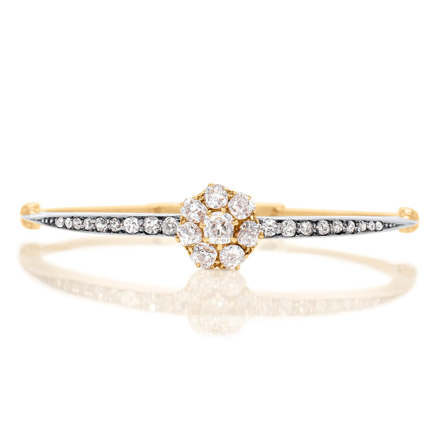 Antique 2.20 ct old mine cut diamond cluster bangle