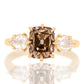 2.03 ct old mine and pear rose cut diamond three stone ring