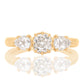 0.63 ct old mine and pear rose cut diamond three stone ring