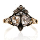 Antique Georgian rose cut diamond double heart ring, 18th century
