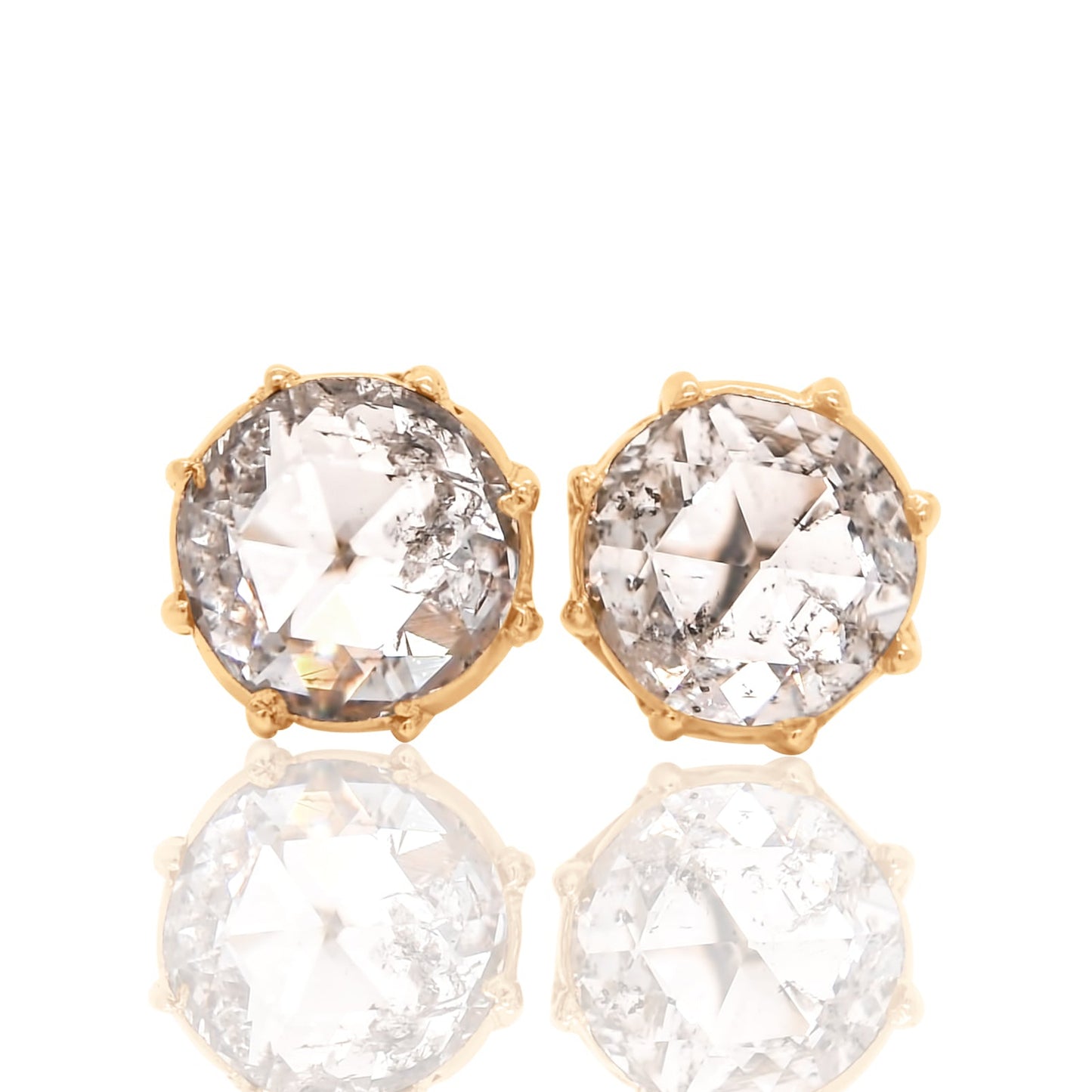 0.92 ct rose cut diamond stud earrings