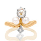 Antique 0.40 ct rose cut diamond and pearl tiara ring