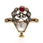 Rose cut diamond and ruby Giardinetti ring, circa 1760