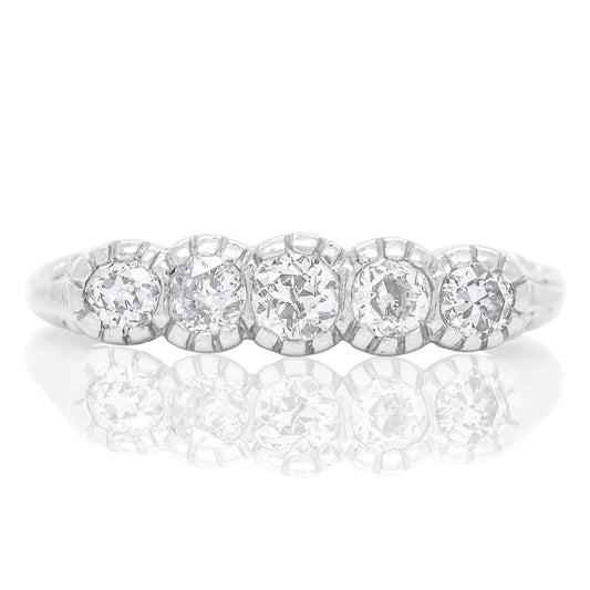Antique 0.42 ct old European cut diamond five stone ring