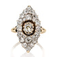 Installment 2/6 - Antique 1.75 ct old mine cut diamond navette ring