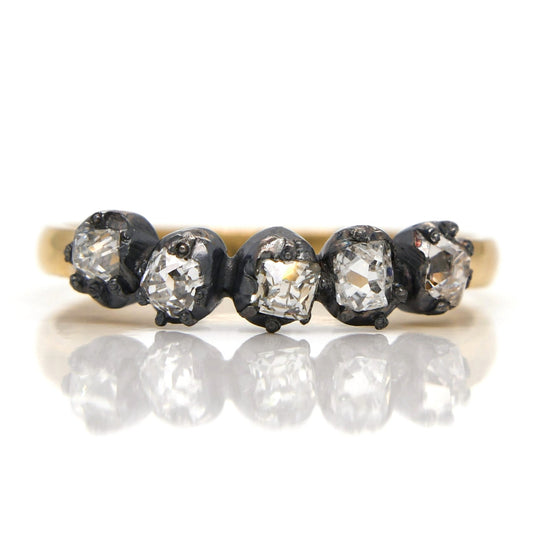 0.75 ct peruzzi cut diamond five stone ring