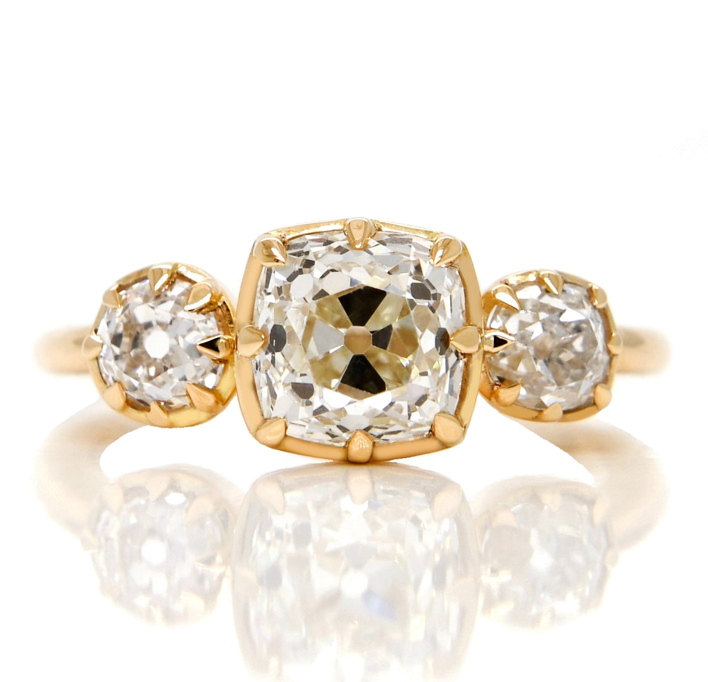 Installment 9/14 - 1.56 ct old mine cut diamond three stone ring