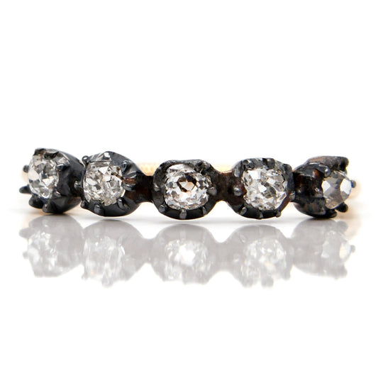 0.50 ct old mine/ peruzzi cut diamond five stone ring