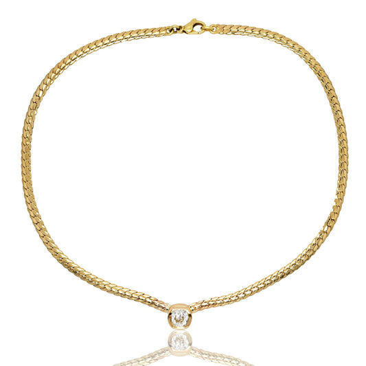 2.01 ct old mine cut diamond solitaire necklace