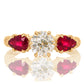 0.84 ct old European cut diamond and ruby three stone ring