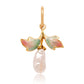 Art Nouveau freshwater pearl and enamel Gingko leaf pendant