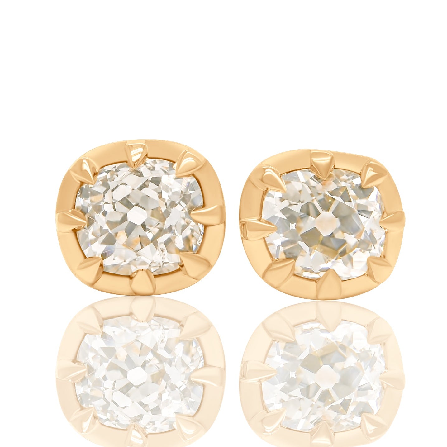 1.88 ct old mine cut diamond studs