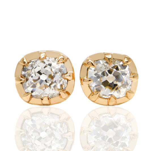 1.88 ct old mine cut diamond studs