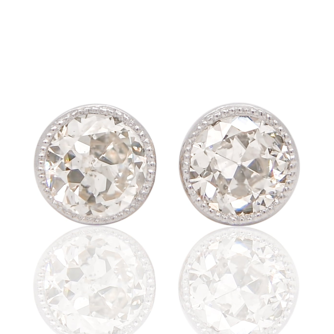 0.34 ct old European cut diamond stud earrings