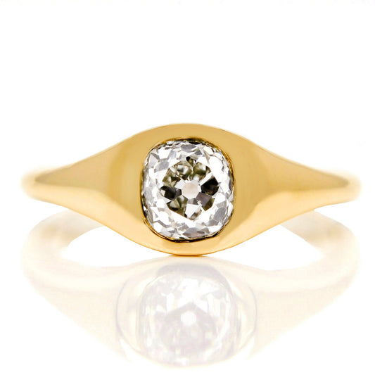 1.06 ct old mine cut diamond solitaire ring