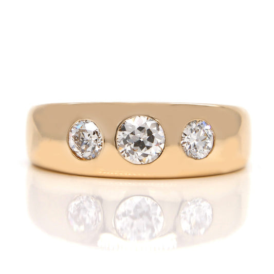 Vintage 0.38 ct old European cut diamond band ring