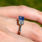0.93 ct Ceylon sapphire and old mine cut diamond toi et moi ring