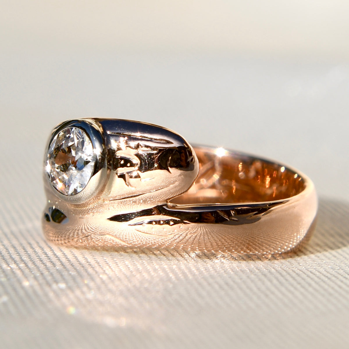 0.30 ct old European cut diamond snake ring