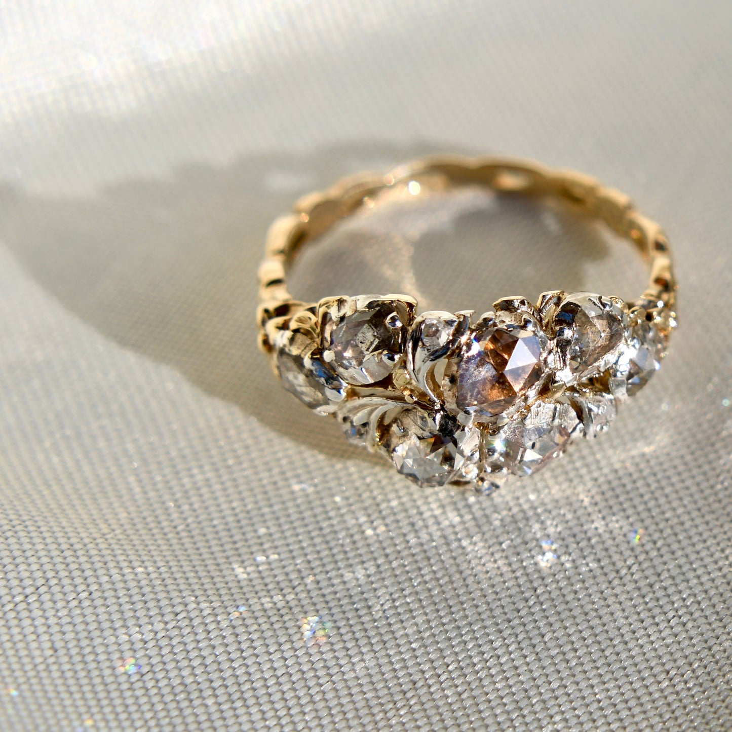 Antique Rococo rose cut diamond Giardinetti ring, France around 1760