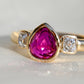 1.01 ct ruby and peruzzi cut diamond three stone ring