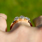 0.53 ct old mine cut diamond three stone ring