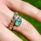 0.57 ct hexagonal, old mine and peruzzi cut diamond nine stone ring