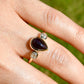 1.26 ct Tourmaline pear and old mine cut diamond three stone ring