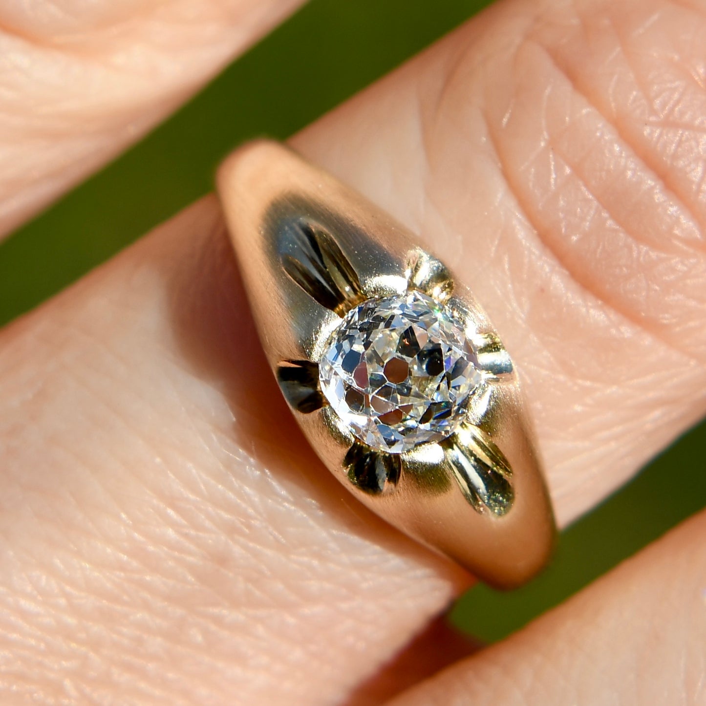 Antique 0.63 ct old mine cut diamond solitaire ring