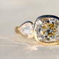 1.78 ct old mine and pear rose cut diamond three stone ring