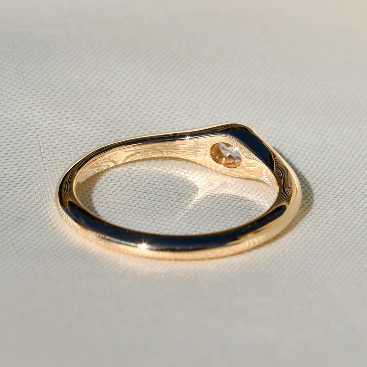 0.22 ct oval old mine cut diamond solitaire band ring