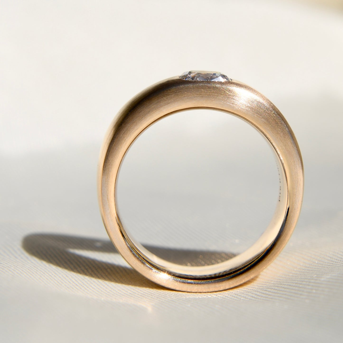0.91 ct old mine cut diamond band ring