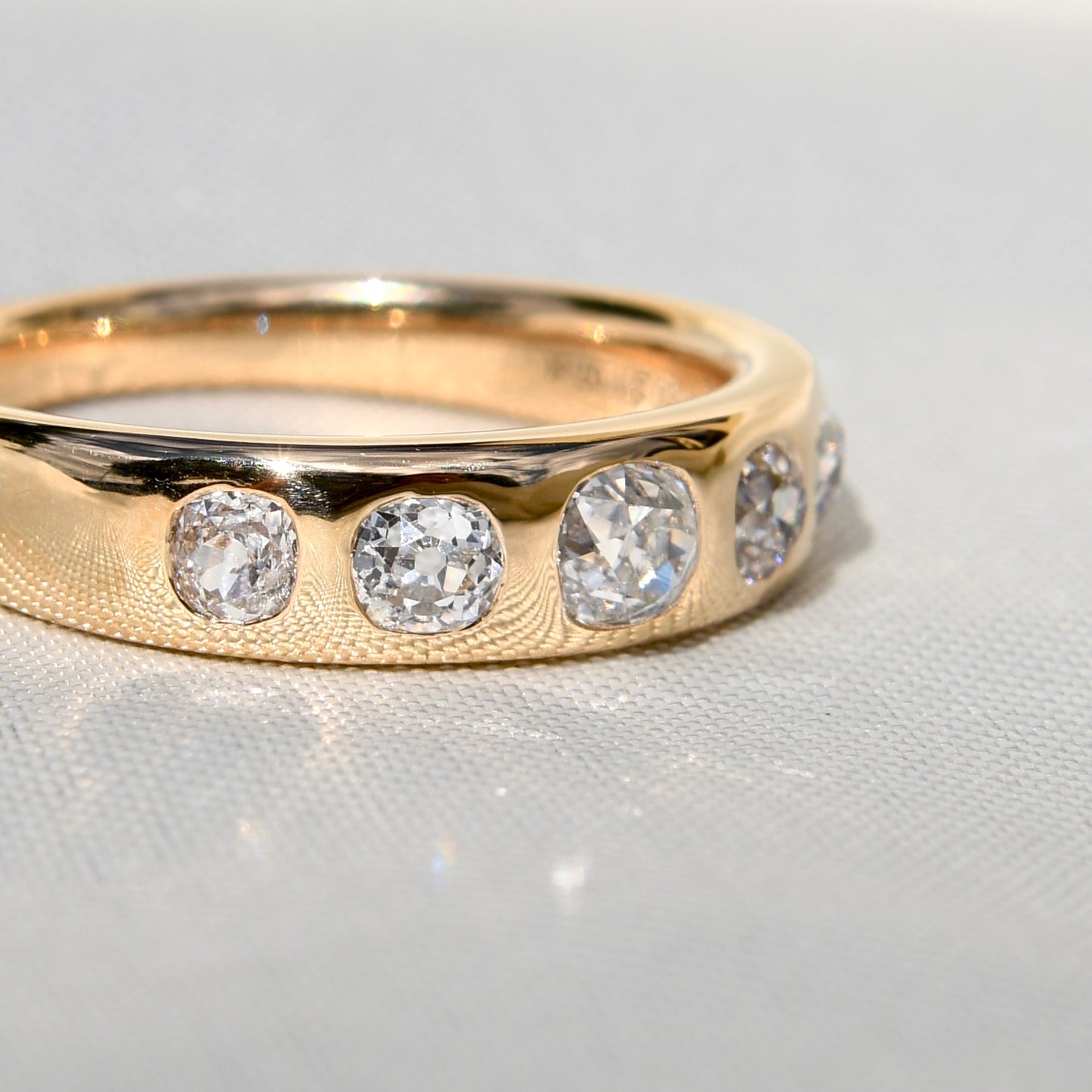 (80/100) Bespoke for R - 1.07 ct old mine cut diamond five stone band ring