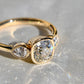 1.19 ct old mine and pear rose cut diamond three stone ring