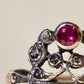 Rose cut diamond and ruby Giardinetti ring, circa 1760