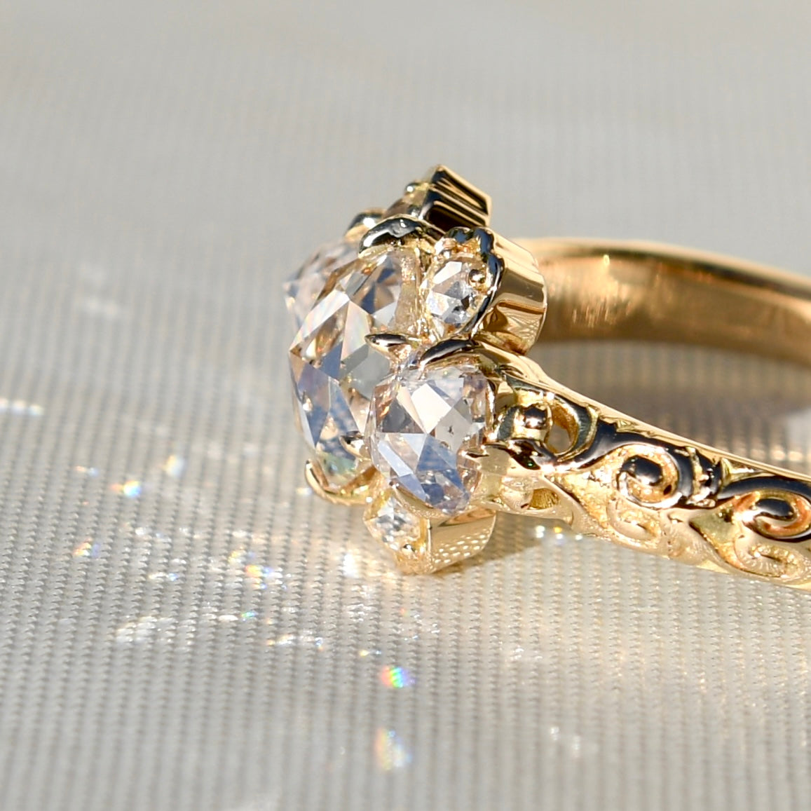 Installment 1/4 - 1.95 ct rose cut diamond ring