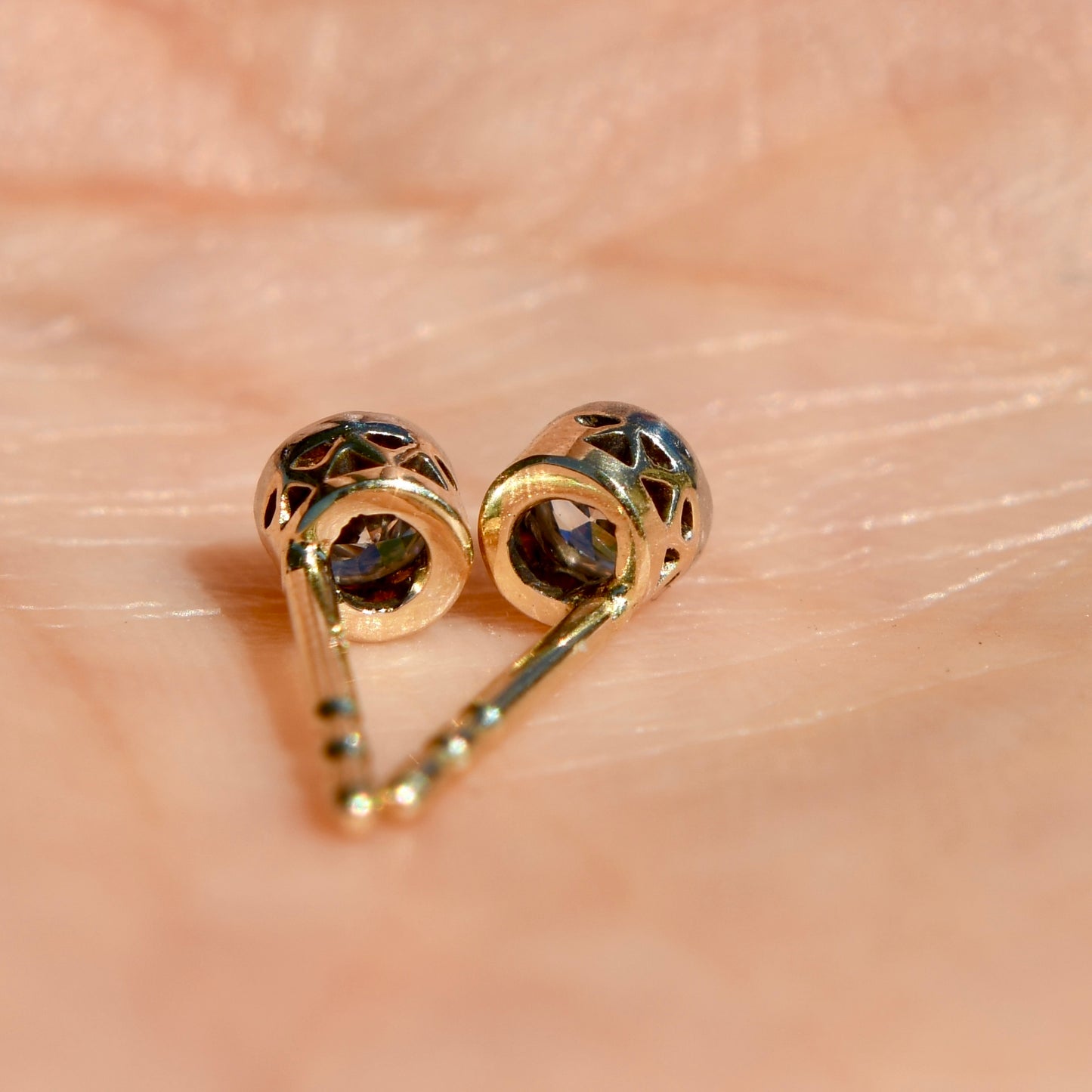 0.34 ct old European cut diamond stud earrings