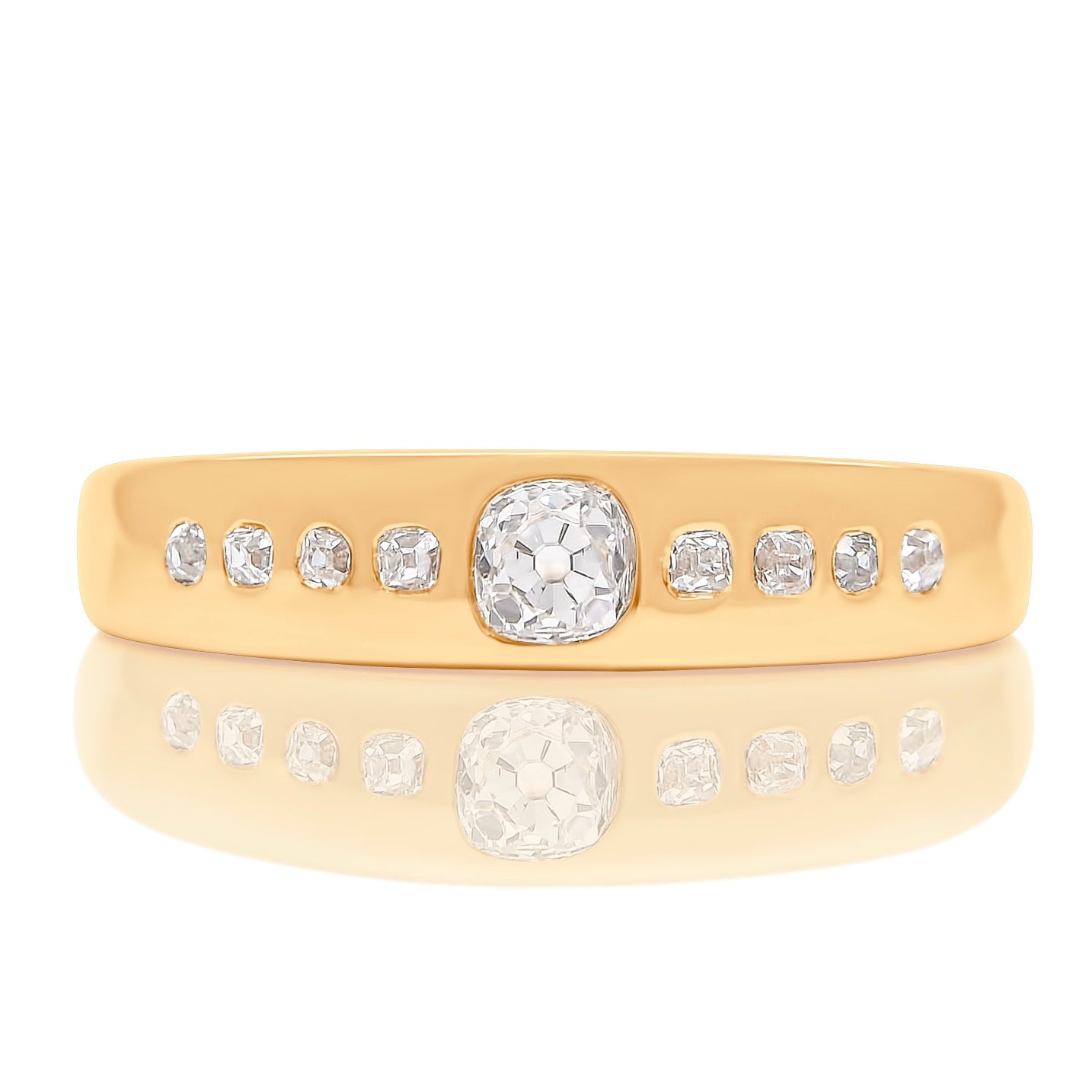 0.38 ct peruzzi cut diamond nine stone band ring