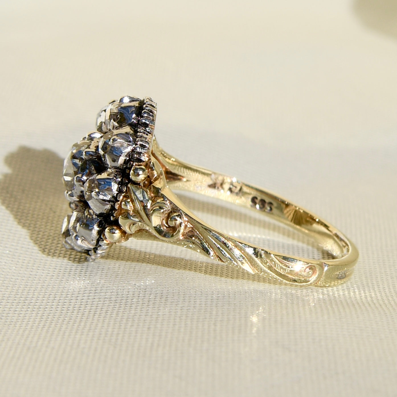 Antique 0.74 ct rose cut diamond cluster ring