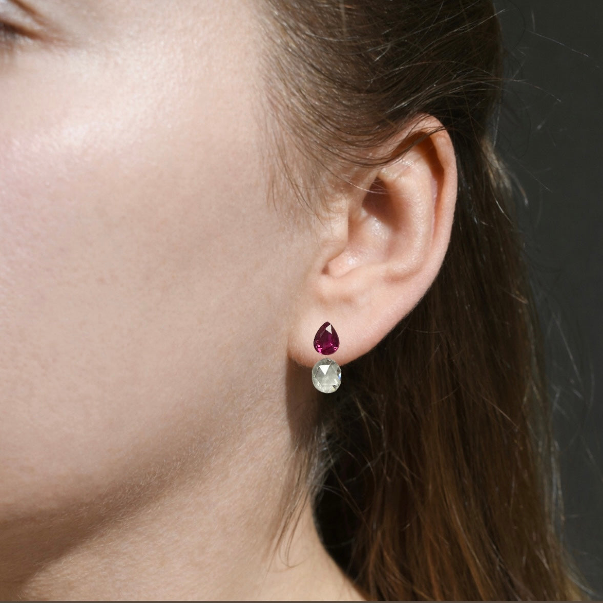 4. 20/100 for the Bespoke pair of 0.63 ct rose cut diamond and 0.70 ct Mozambique ruby earrings in platinum and 18k yellow gold