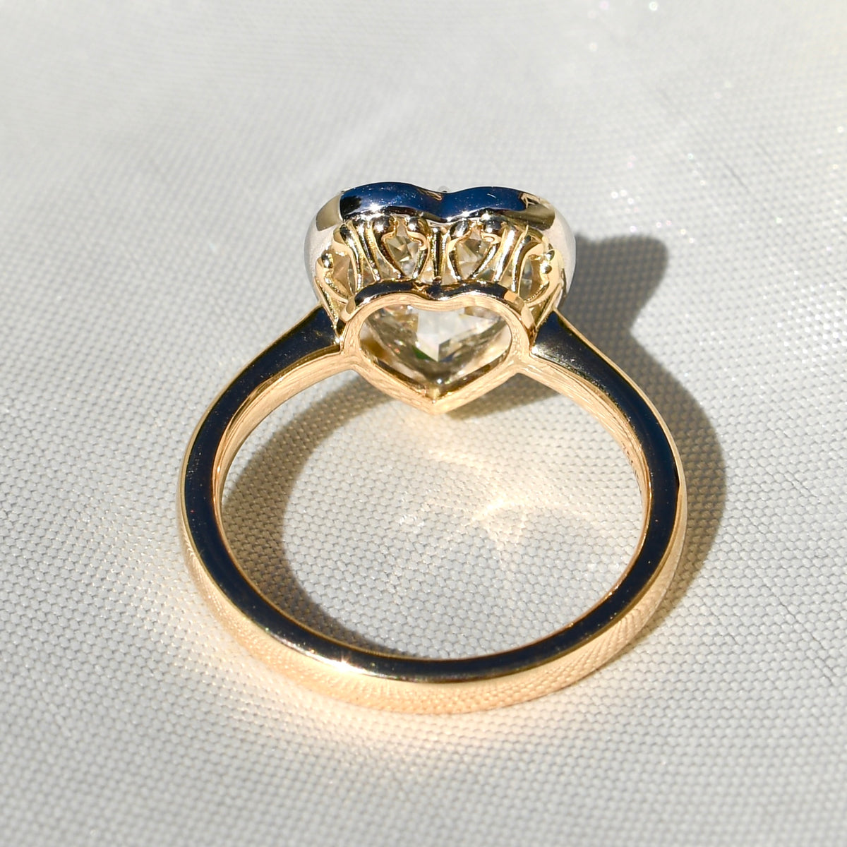 3.12 ct heart rose cut diamond solitaire ring