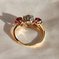 2.22 ct old mine cut diamond and ruby three stone ring