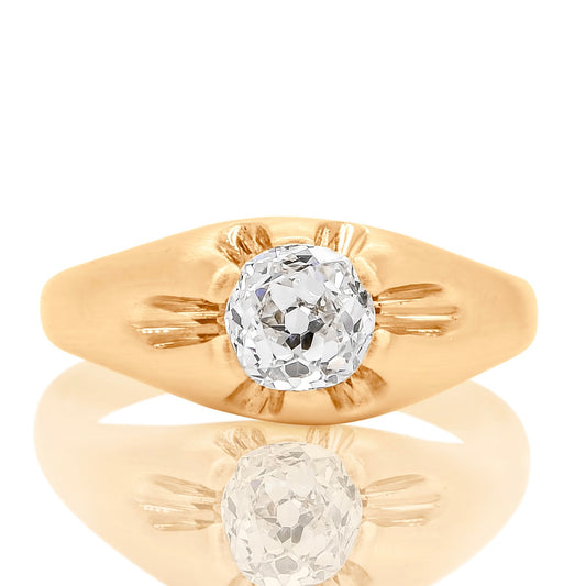 Antique 0.63 ct old mine cut diamond solitaire ring