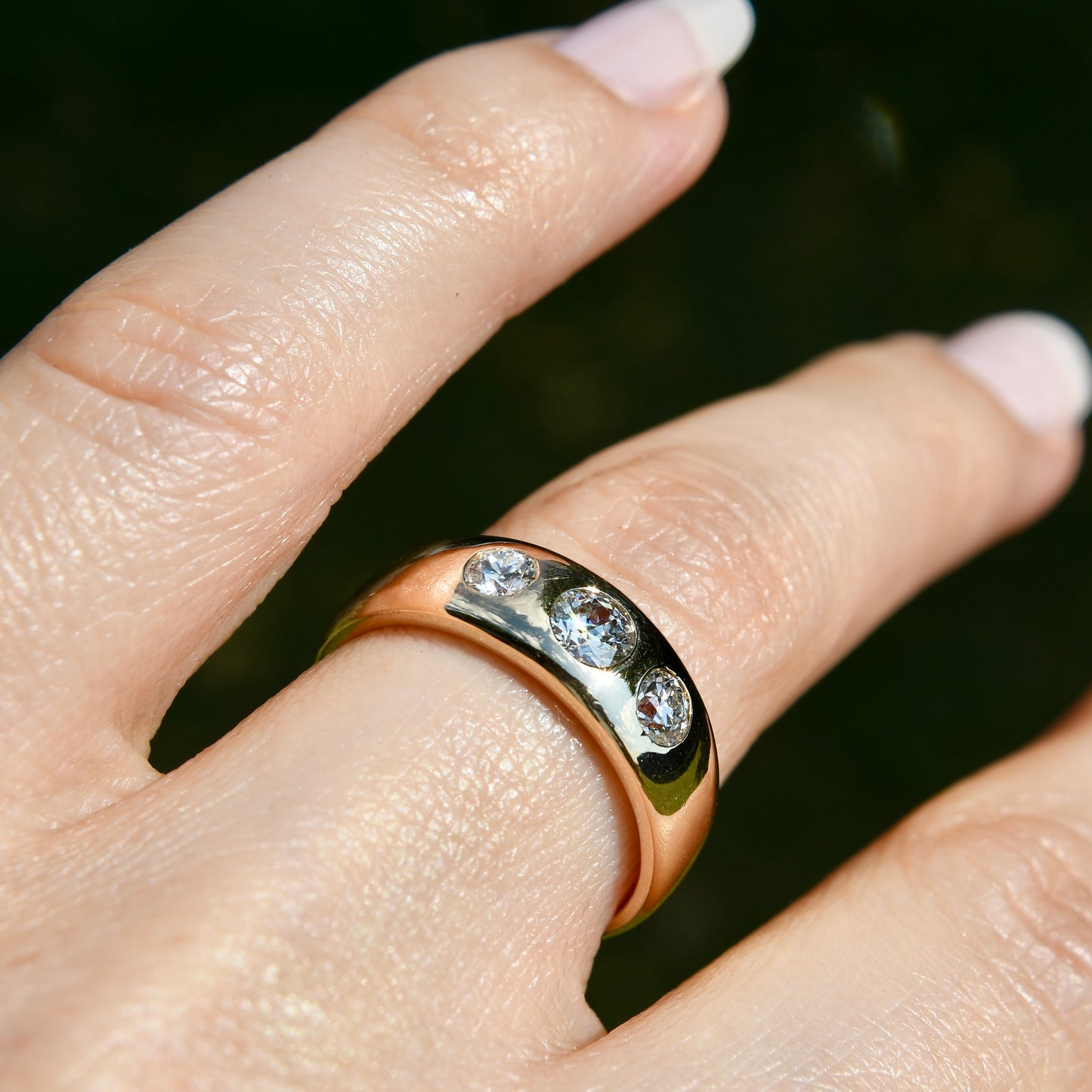 Vintage 0.38 ct old European cut diamond band ring