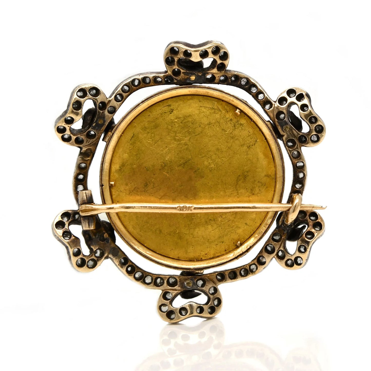 Antique rose cut diamond brooch with miniature portrait, circa 1790