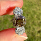 2.97 ct old mine and old European cut diamond tulip three stone ring