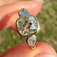 1.19 ct old mine and pear rose cut diamond three stone ring
