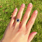 1.15 ct sapphire and old mine cut diamond cluster ring