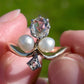 Antique 0.40 ct rose cut diamond and pearl tiara ring